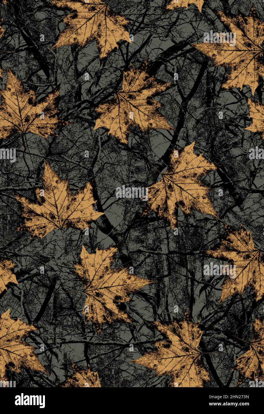 Seamless Pattern of Branch and Autumn Leaves, Repeated Design Ready for ...