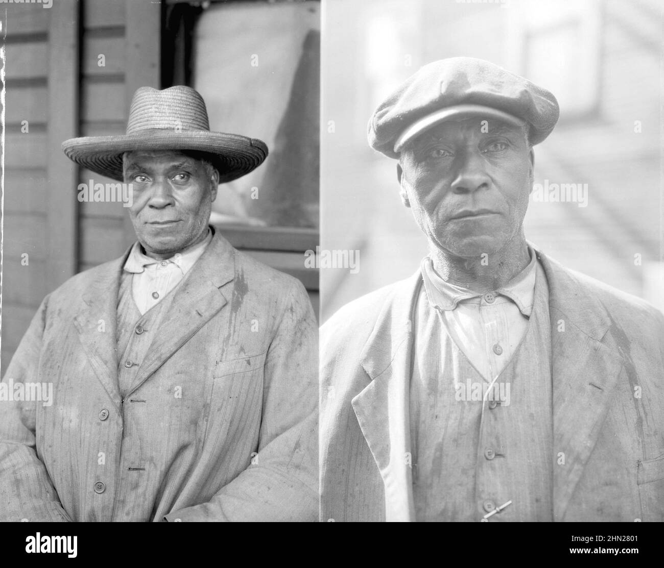 Two vintage 1935  portraits of Fielding William Spotts, age 78, resident of Hogan's Alley, which was the home of the black community in Vancouver, British Columbia, Canada Stock Photo