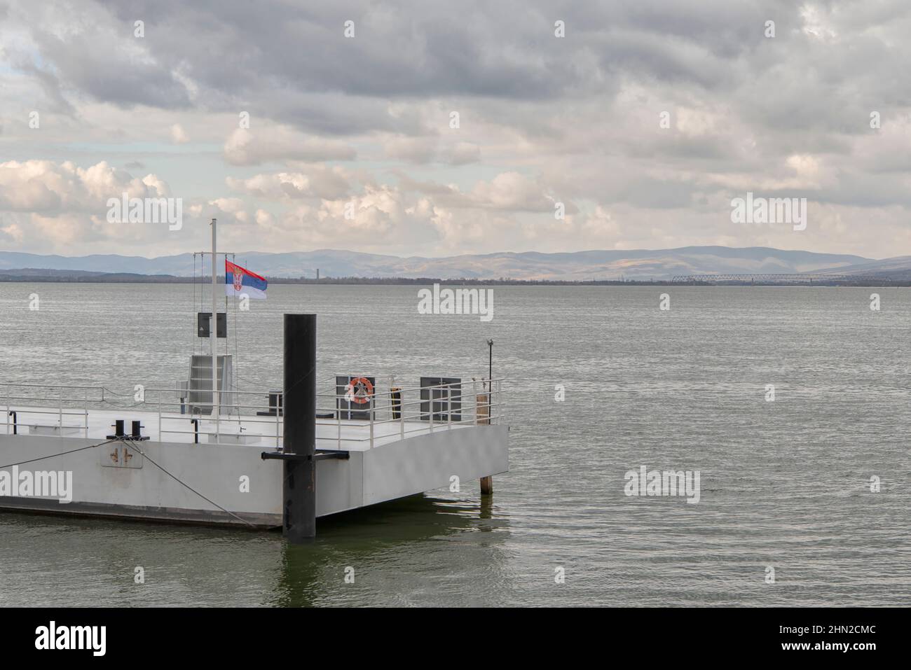 Ship Dock at Visitor Center in Golubac, Serbia Stock Photo