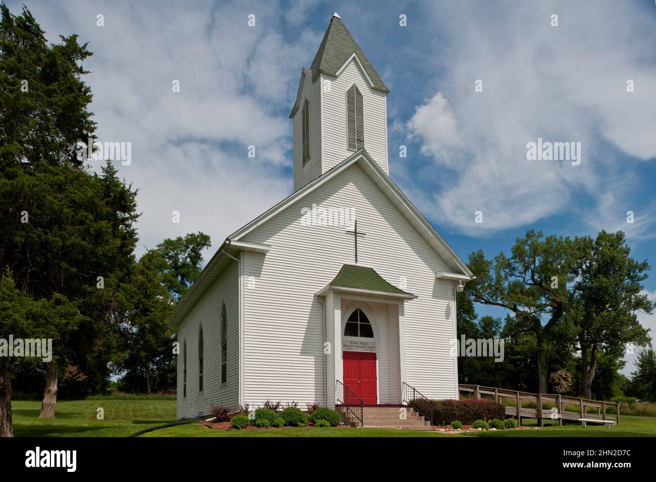 Decker Chapel at Bluff Springs, Illinois. Stock Photo