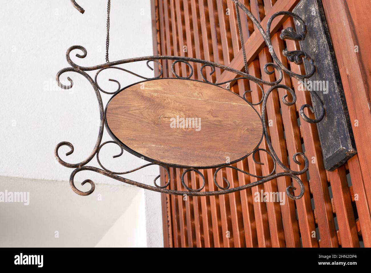 Wooden craft signage logo mockup Stock Photo