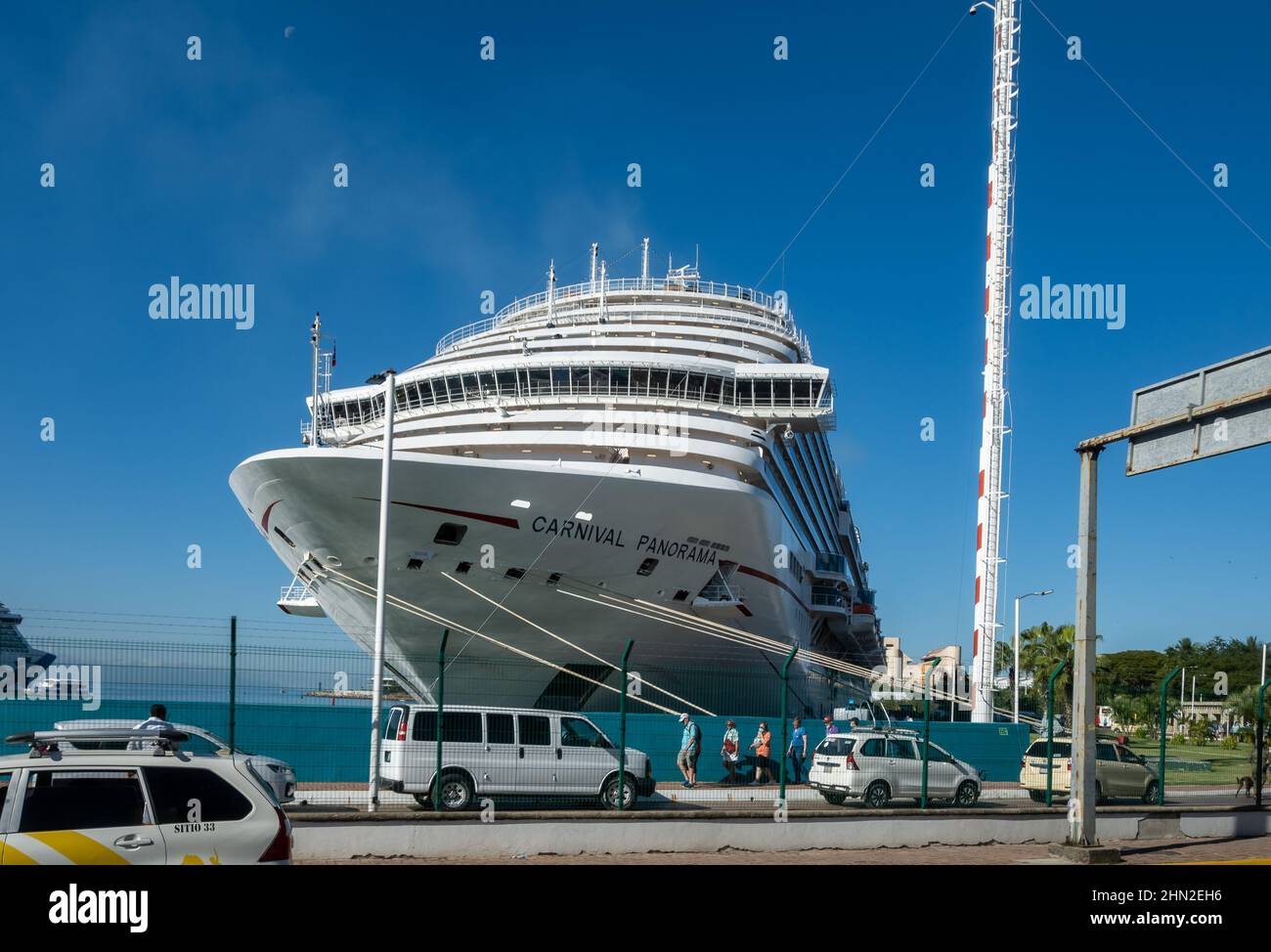 A cruise ship docked at the port. Puerto Vallarta, Jalisco, Mexico. Stock Photo