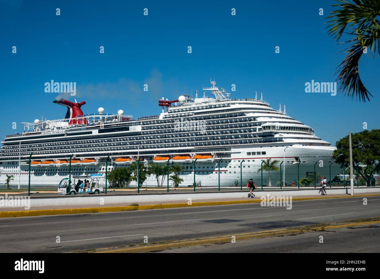 A cruise ship docked at the port. Puerto Vallarta, Jalisco, Mexico. Stock Photo