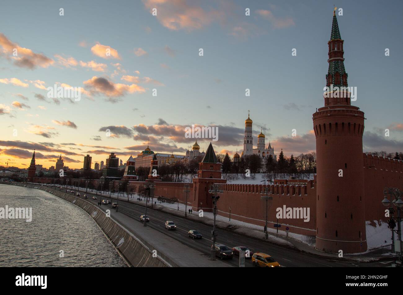 View of the Kremlin from the Moskva River Stock Photo