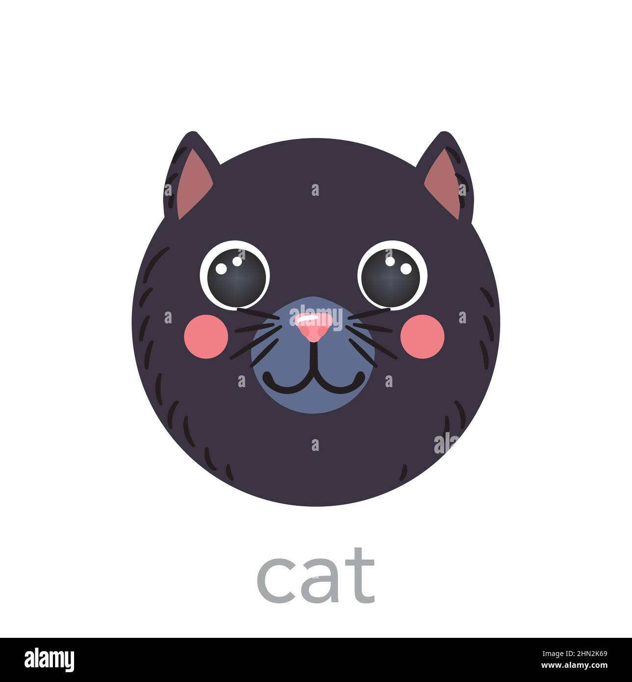 Cute black cat head portrait mascot with name text smile head cartoon round shape animal face, Cute black cat head portrait mascot with name text smile head cartoon round shape animal face,