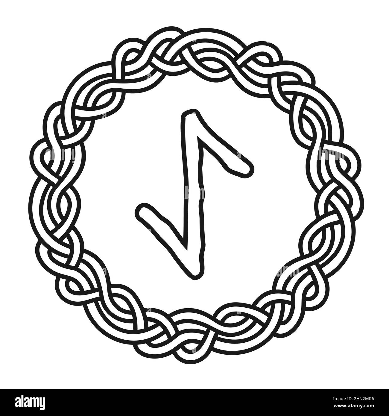 rune eihwaz in a circle an ancient scandinavian symbol or sign amulet viking writing hand drawn outline vector illustration for websites games stock vector image art alamy