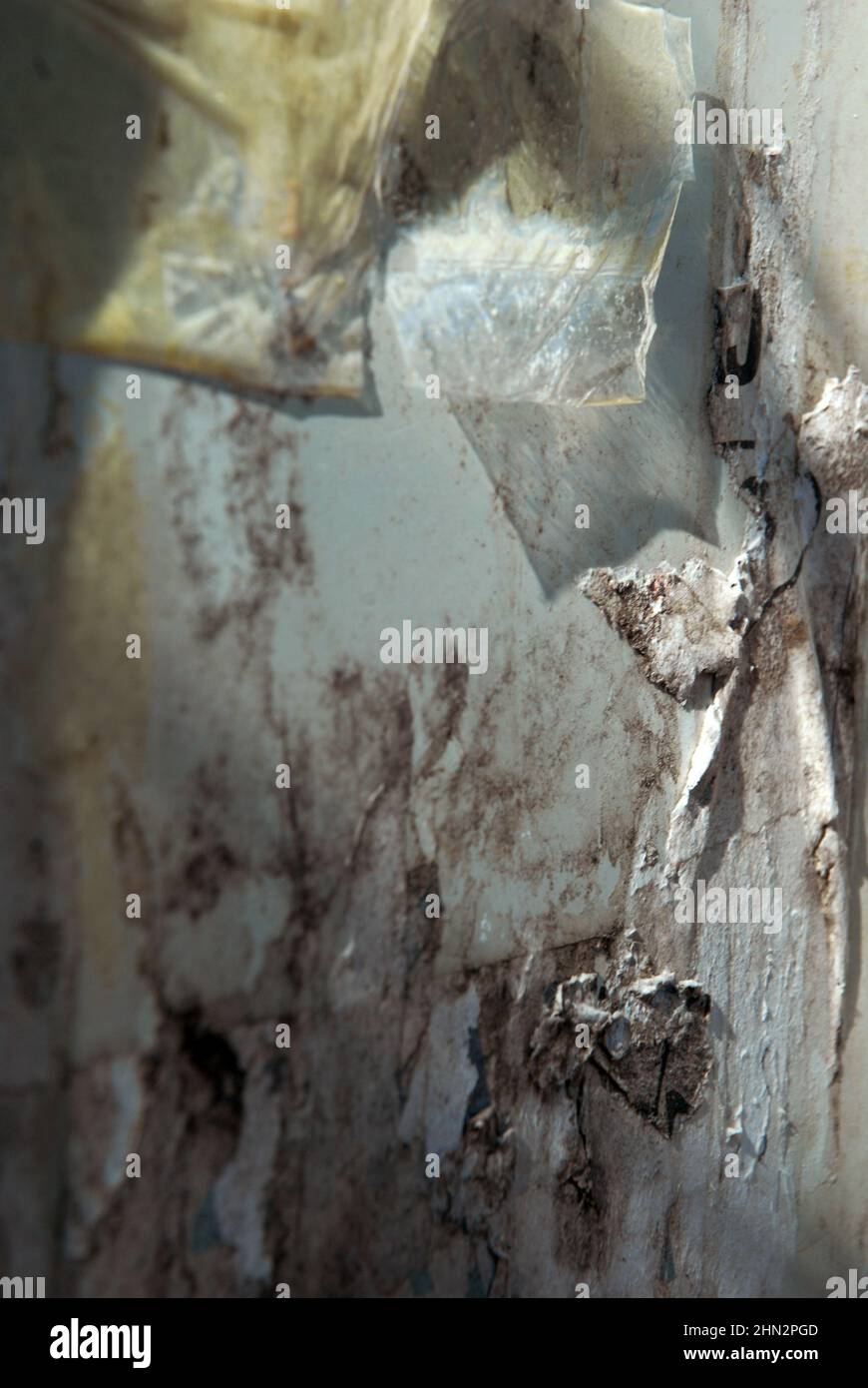 Ripped posters and peeling paint on Garage Door, Kotor, Montenegro