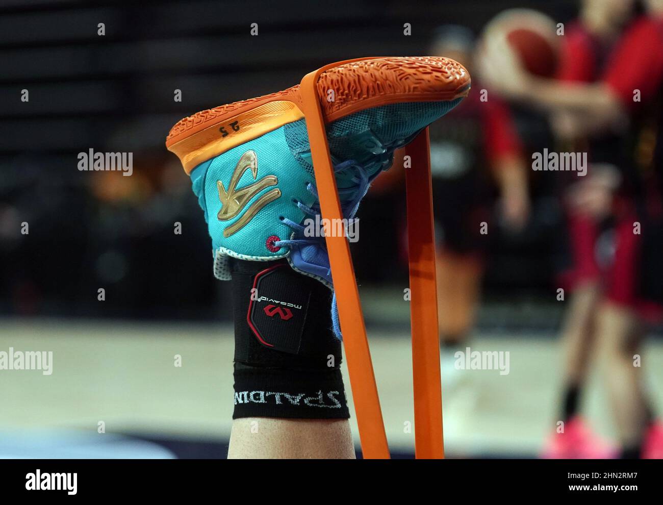 WASHINGTON, DC - FEBRUARY 10: Belgium center Becky Massey (25) warms up before a FIBA Women's Basketball World Cup group A qualifying game between Bel Stock Photo