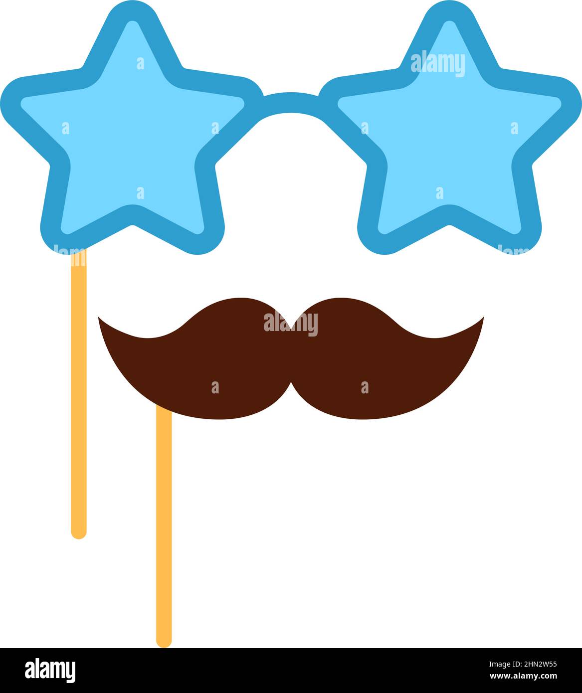 Party blue star glasses and mustache. Birthday mask flat icon isolated on white background. Event carnival element invitation banner design. Fun eyegl Stock Vector