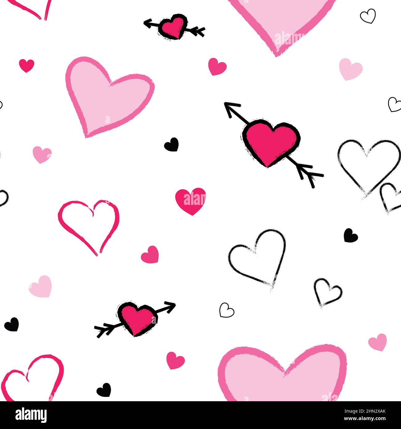 Valentine's day seamless pattern on white background. Cute little hearts  colorful illustration Stock Photo - Alamy
