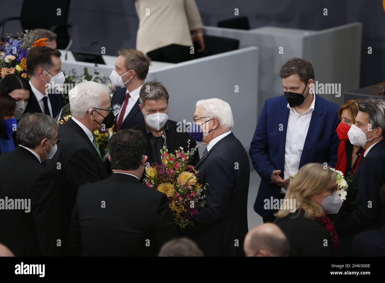 Berlin, Germany. 13th Feb, 2022. Berlin: Frank-Walter Steinmeier reelected Federal President. He received the required majority in the first ballot. (Photo by Simone Kuhlmey/Pacific Press) Credit: Pacific Press Media Production Corp./Alamy Live News Stock Photo