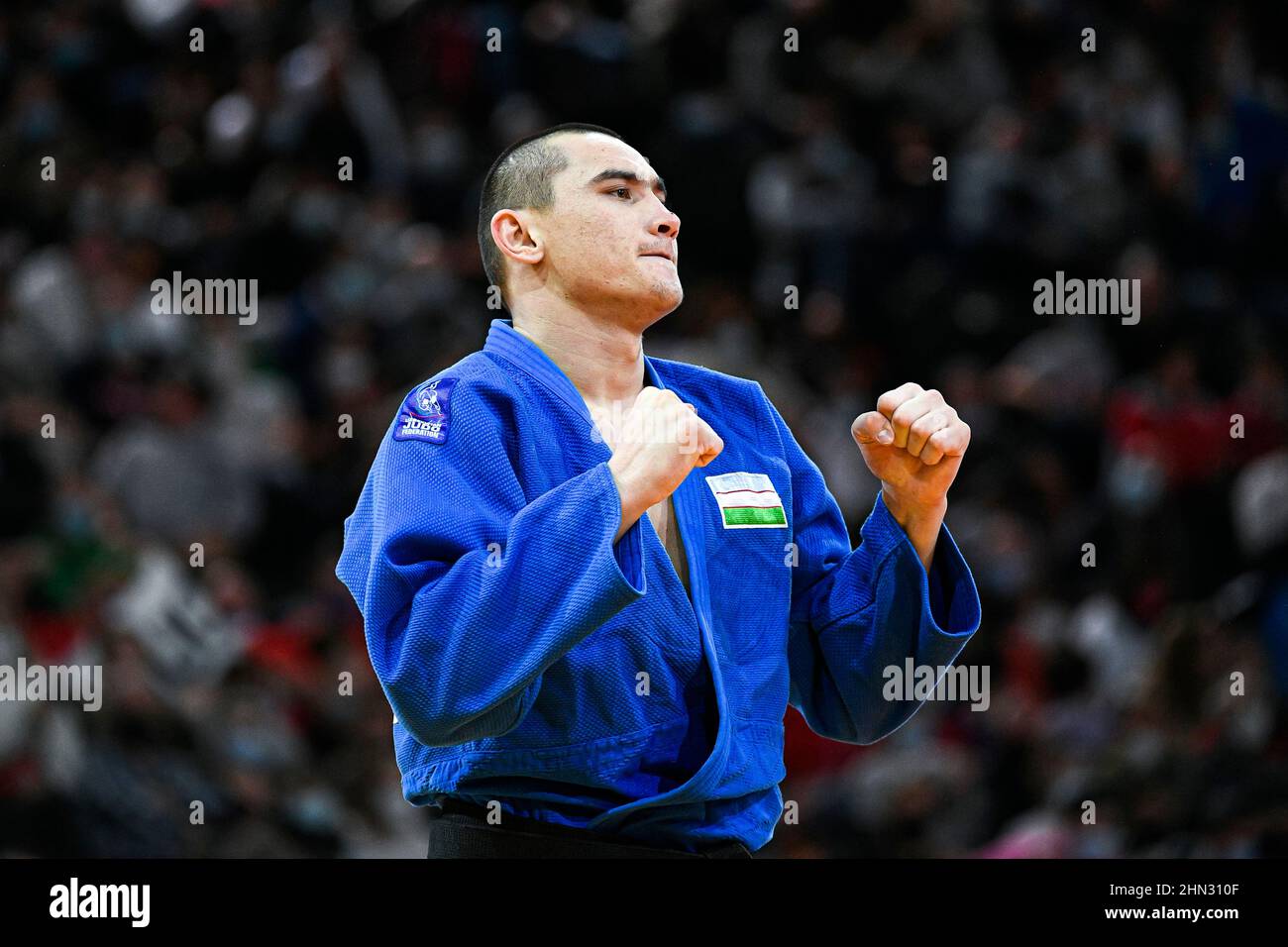 Men's 100 kg, Muzaffarbek Turoboyev of Uzbekistan competes and