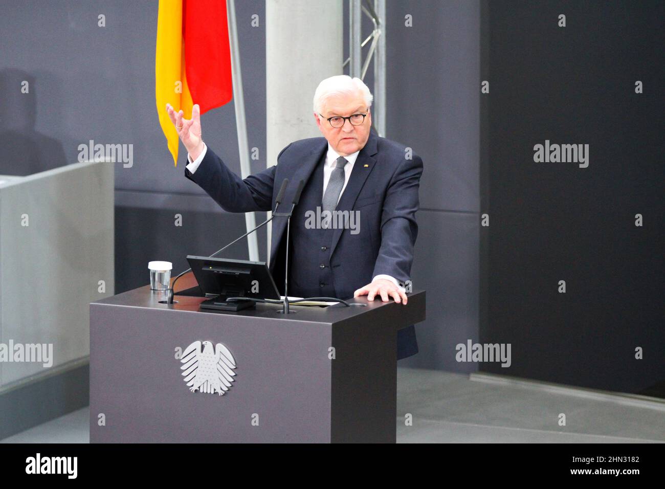 Berlin, Berlin-Mitte, Germany. 13th Feb, 2022. Berlin: Frank-Walter Steinmeier reelected Federal President. He received the required majority in the first ballot. (Credit Image: © Simone Kuhlmey/Pacific Press via ZUMA Press Wire) Stock Photo