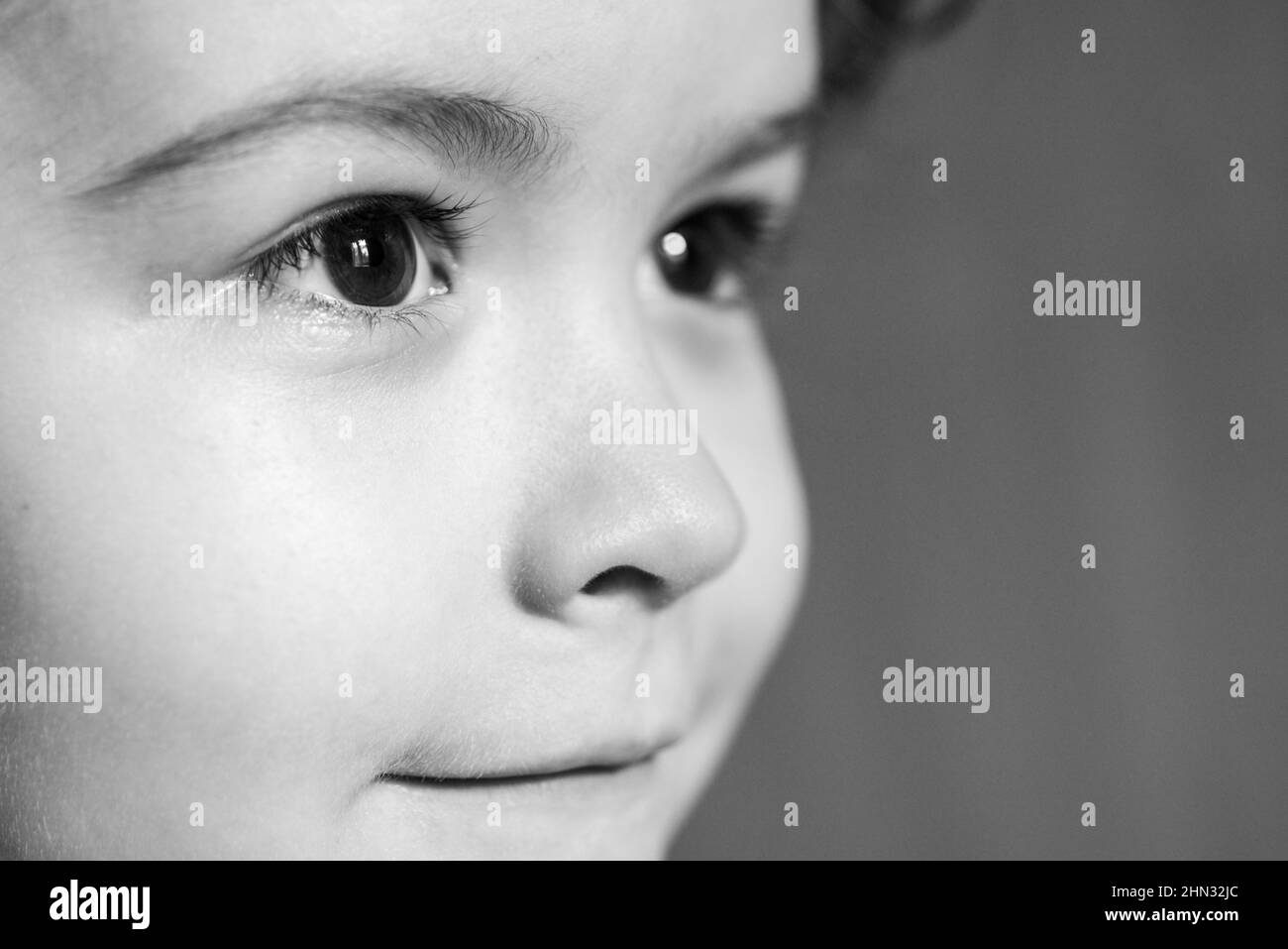Caucasian child profile portrait close up. Kids face Stock Photo - Alamy
