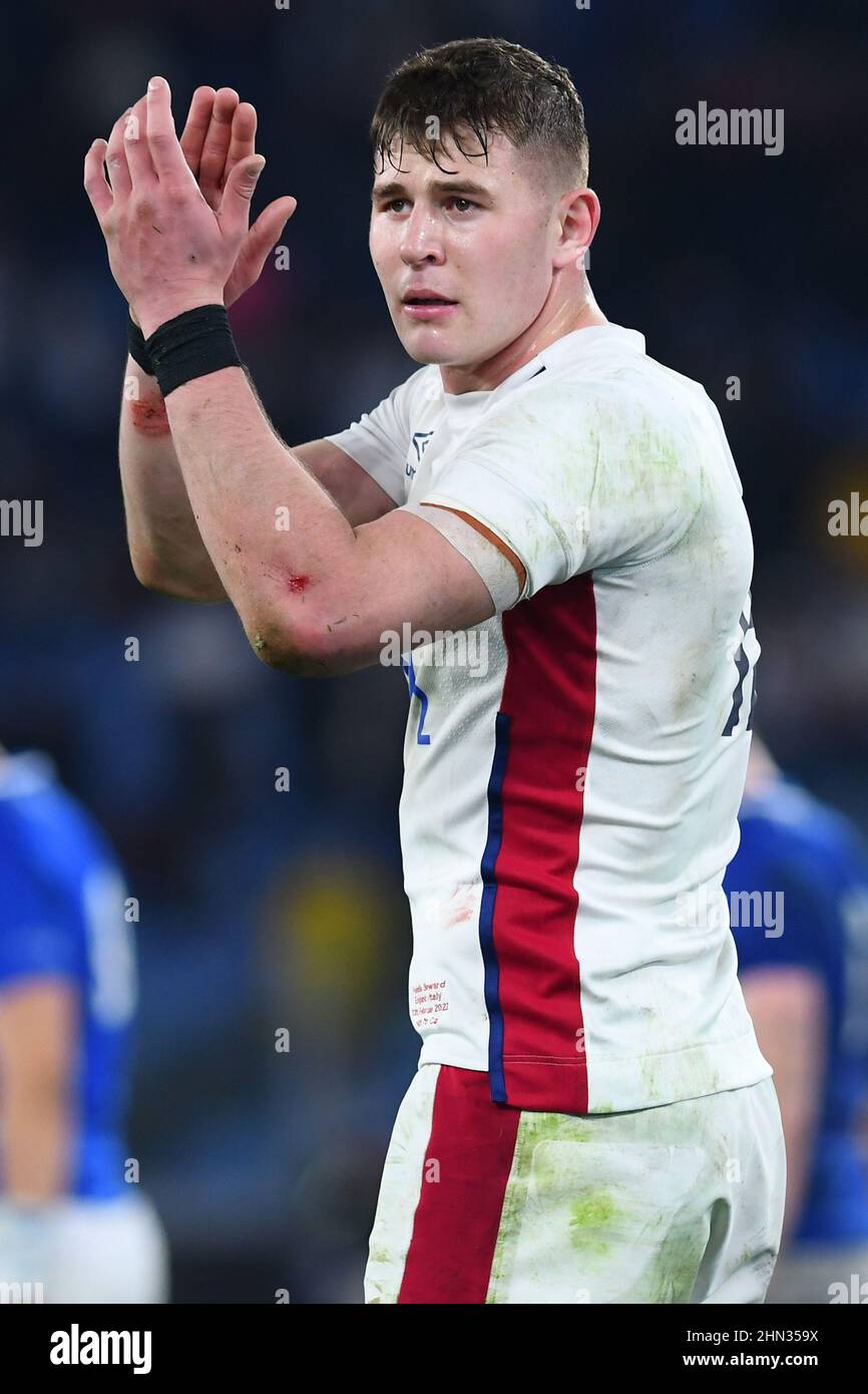 Rome, Italy , February 13nd , 2022 Pictured left to right, Freddie Steward of England     during 6 Nations match Italy v England Credit: Massimo Insabato/Alamy Live News Stock Photo