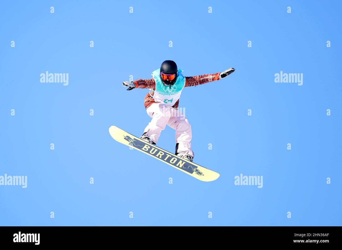 ROC's Ekaterina Kosova in action in the Women's Snowboard Big Air Qualification during day ten of the Beijing 2022 Winter Olympic Games at the Big Air Shougang in China. Picture date: Monday February 14, 2022. Stock Photo
