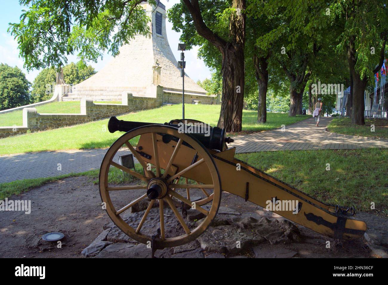Napoleonic era cannon, at the Memorial Complex of 1805 Austerlitz Battlefield, Slavkov u Brna, Czechia Stock Photo