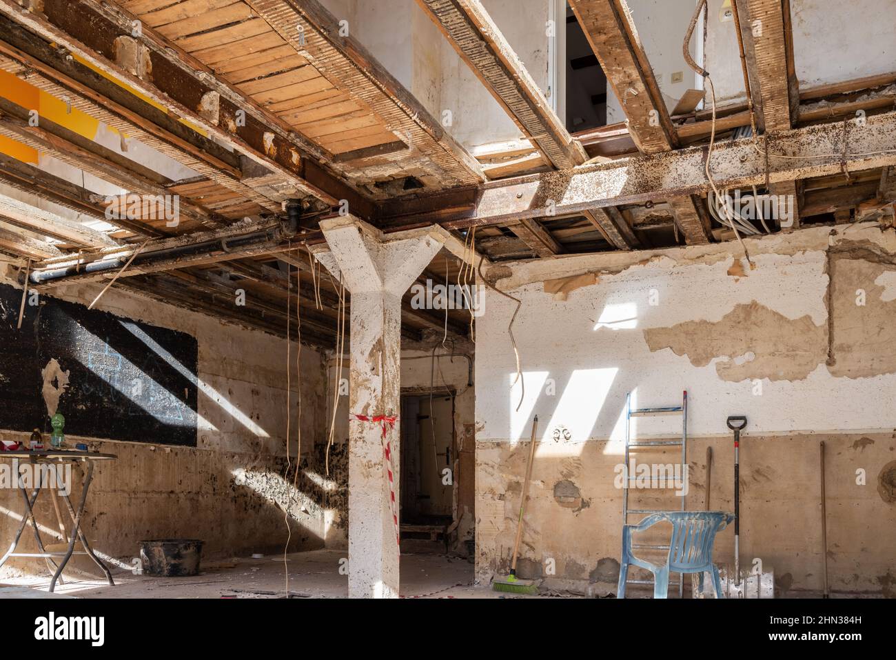 Restoration of a water damage in a house Stock Photo