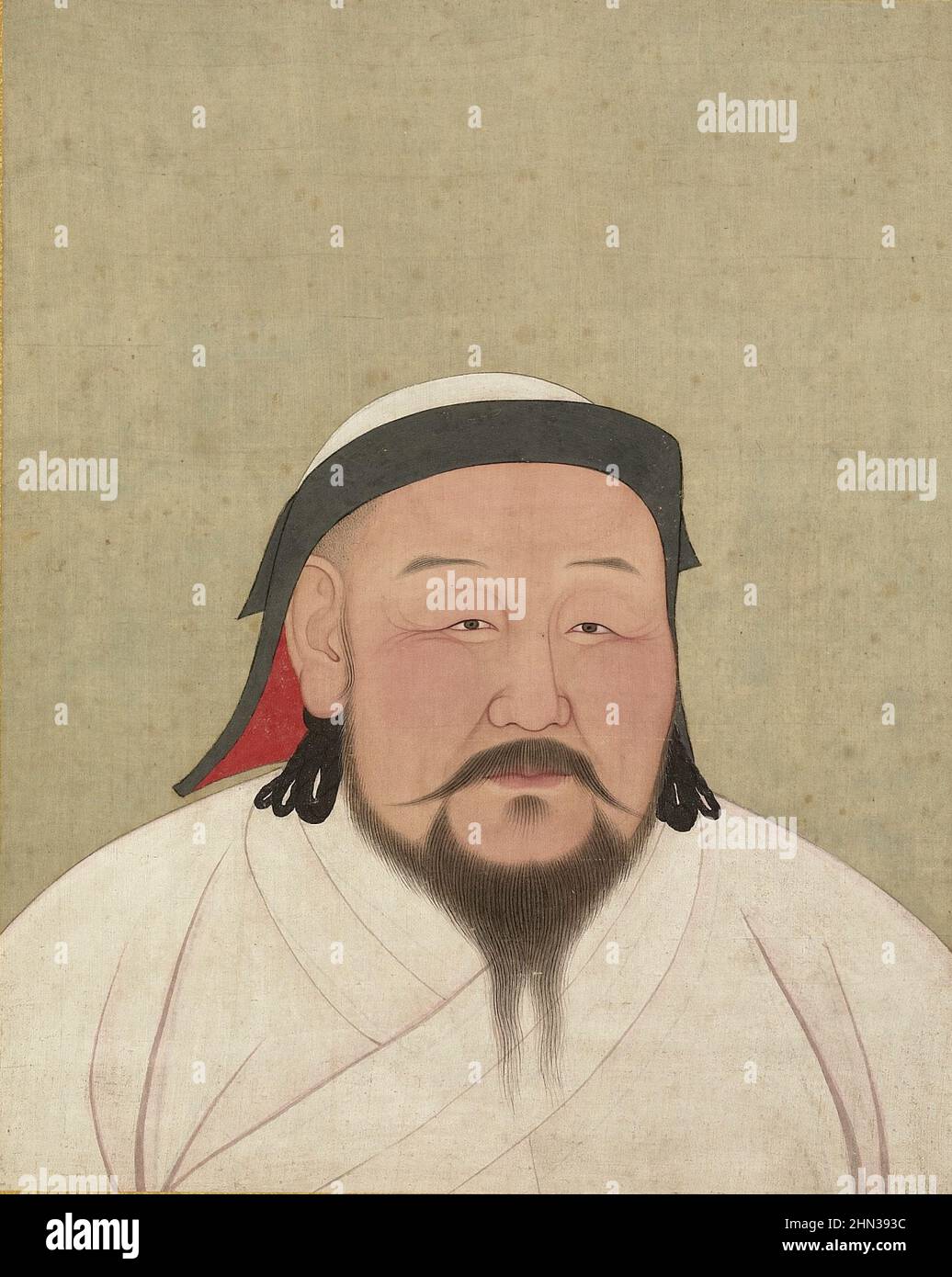 Portrait of Kublai Khan (1215–1294), fifth  Khan of the Mongol Empire and first emperor of the Yuan dynasty Stock Photo