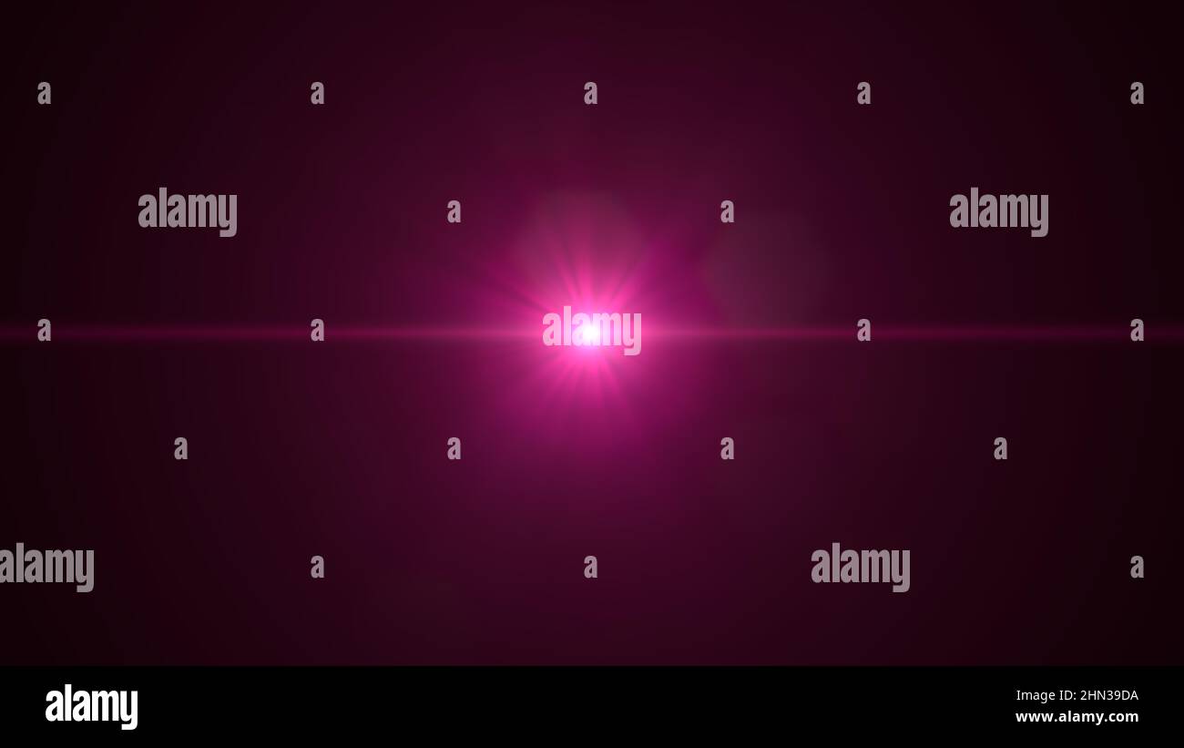 8k lens flare effect overlay texture with bokeh effect and light streak in pink and red with black background Stock Photo