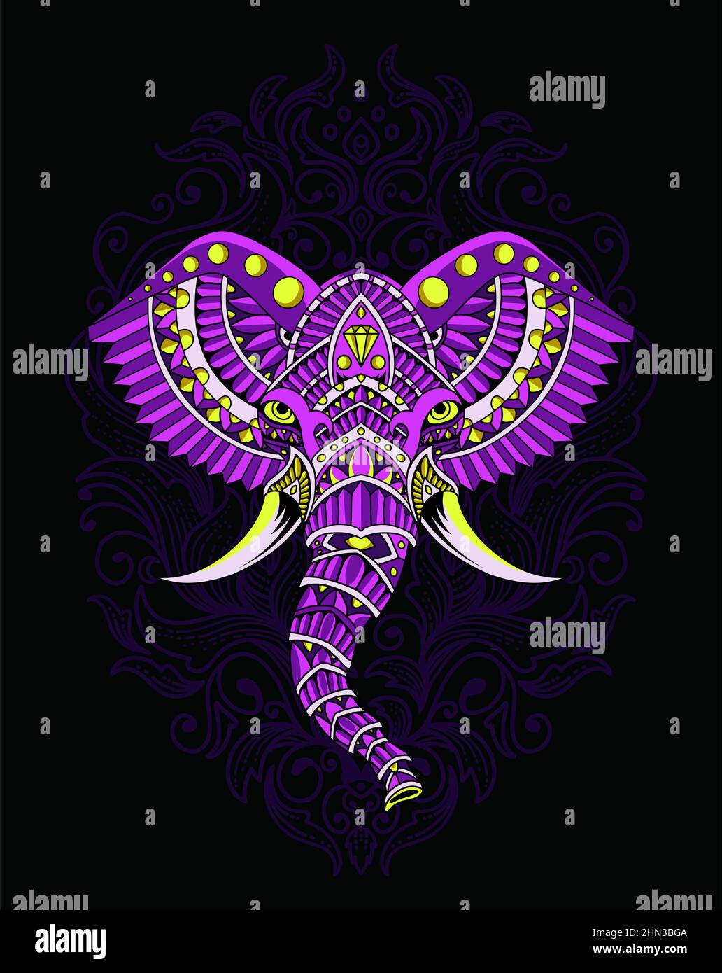 illustration elephant head mandala zentagle style Stock Vector Image ...