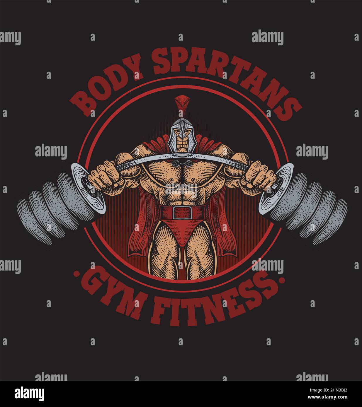 illustration spartan bodybuilder fitness logo Stock Vector