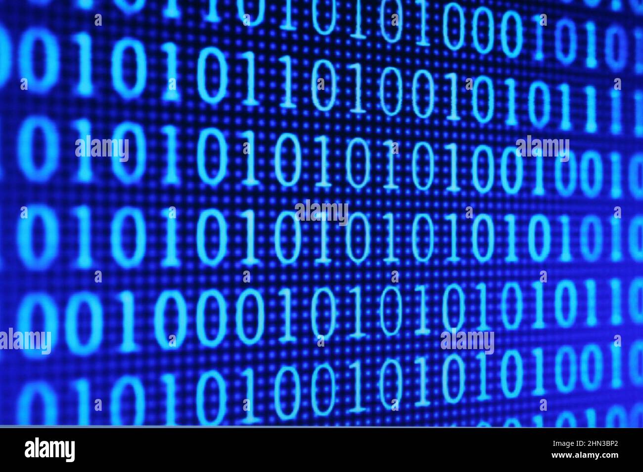 Illustration of running binary codes on a blue blurry background Stock ...