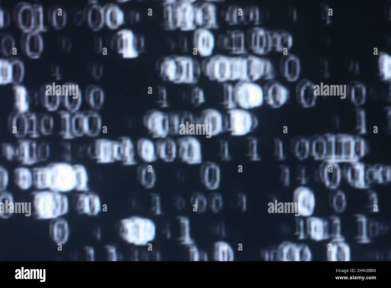 Illustration of running binary codes on a dark blurry background Stock ...