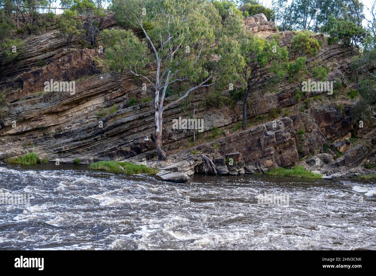 Dights Falls and weir on the Yarra River, Abbotsford, Melbourne, Victoria, Australia. Stock Photo