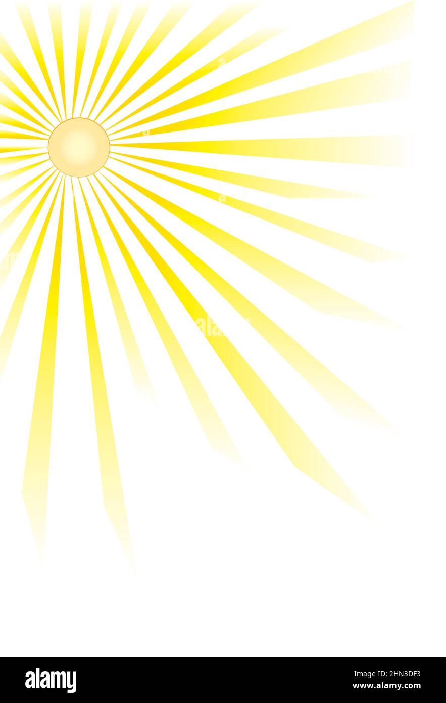 yellow sun-ray of different length on white background Stock Vector