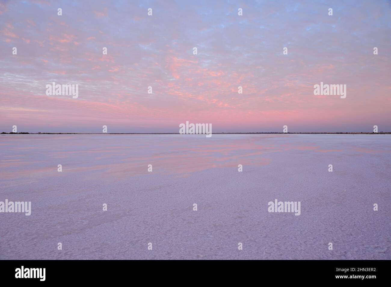 Lake Tyrrell is the largest salt water lake in the Mallee district of north-west Victoria, Australia. Stock Photo