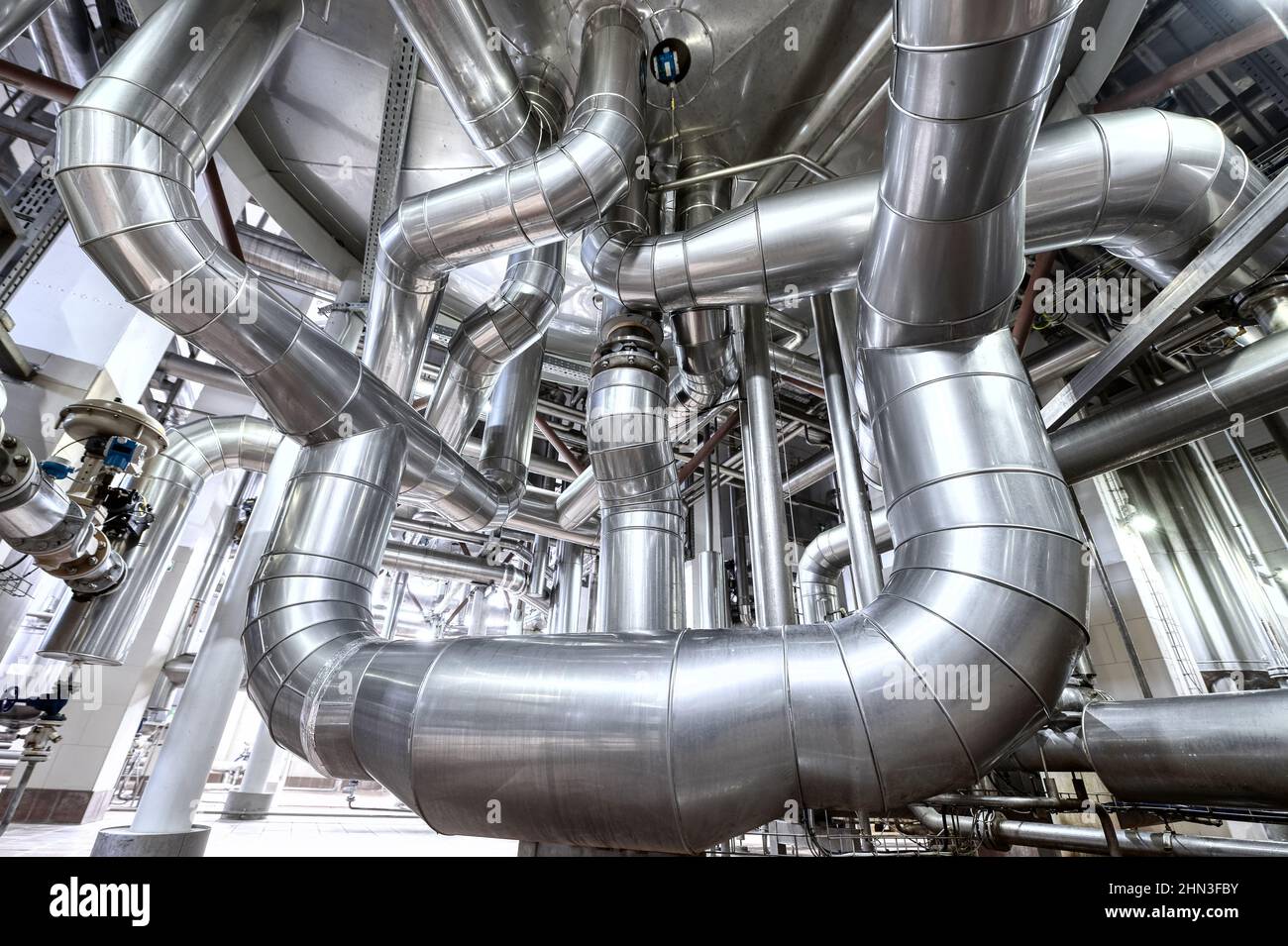 Lots of stainless steel piping Stock Photo Alamy
