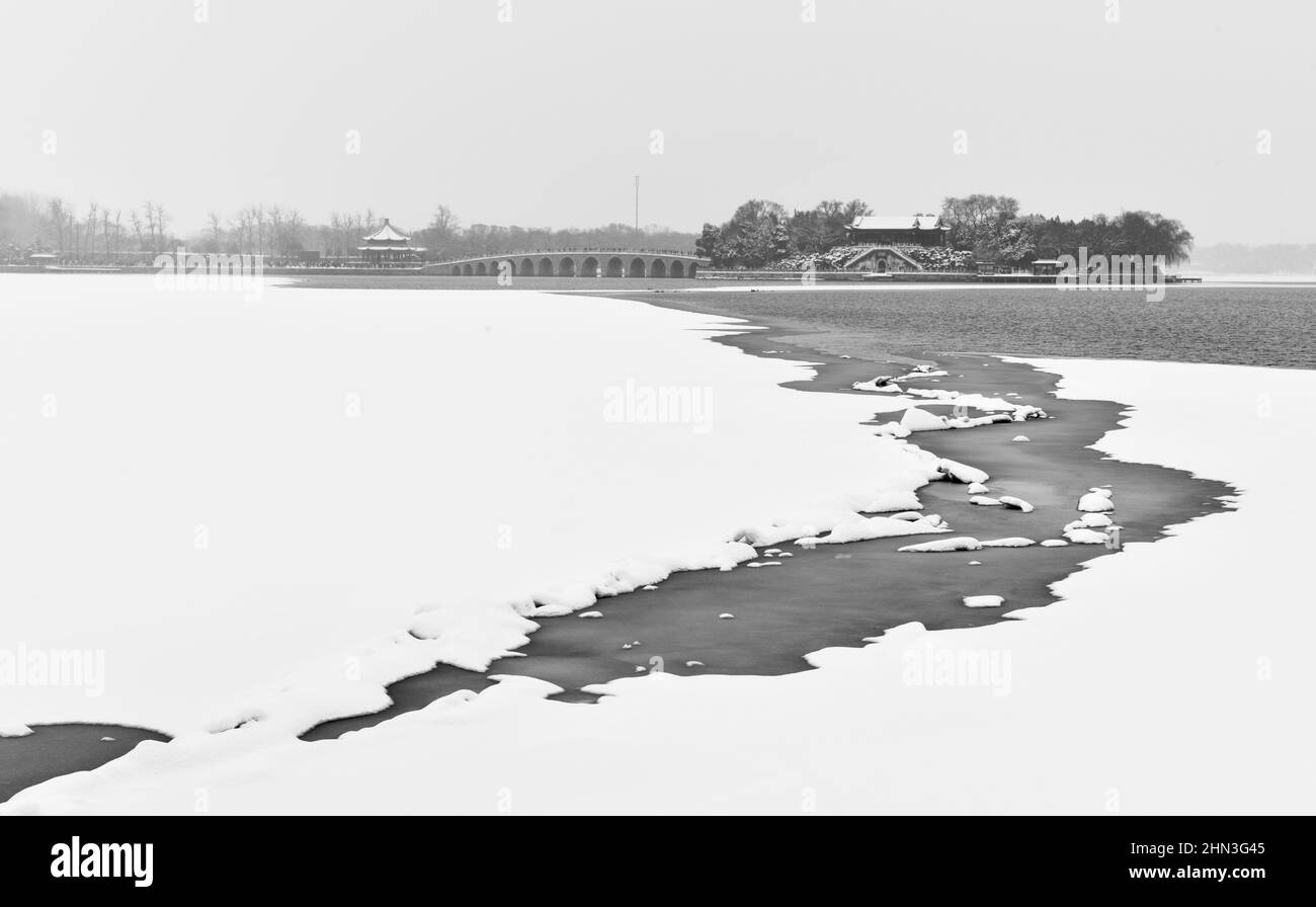 Summer Palace after Snow Stock Photo
