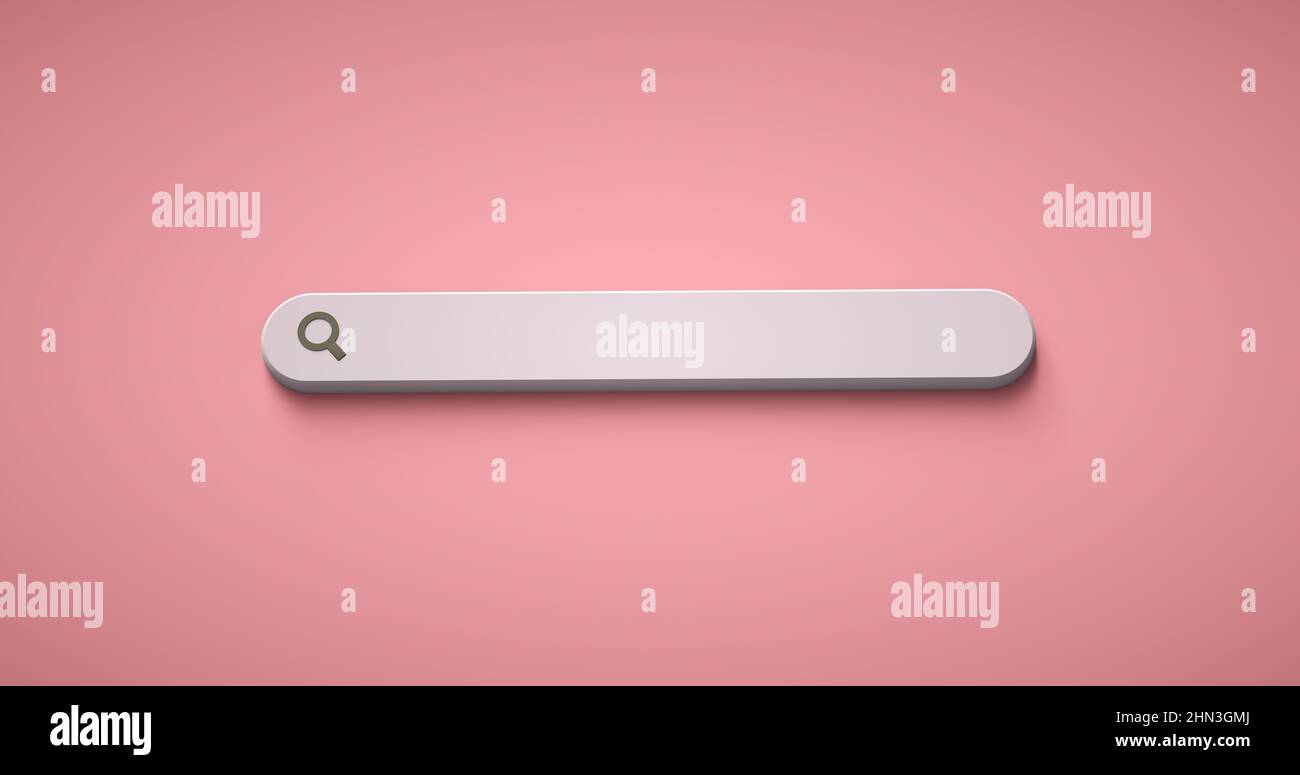 Minimal blank search bar on pink background. Web search concept. 3D ...