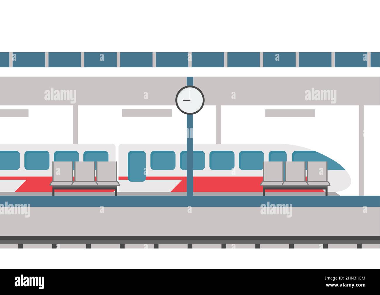 Railway station in flat style. Vector illustration Stock Vector