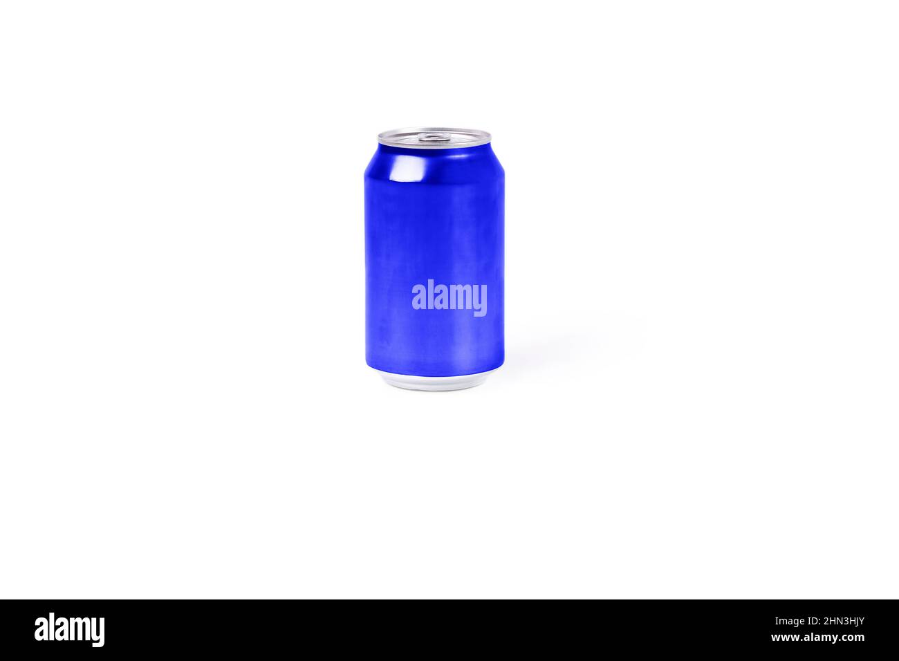 Blue aluminum can on a white background. Refreshing drink concept Stock Photo