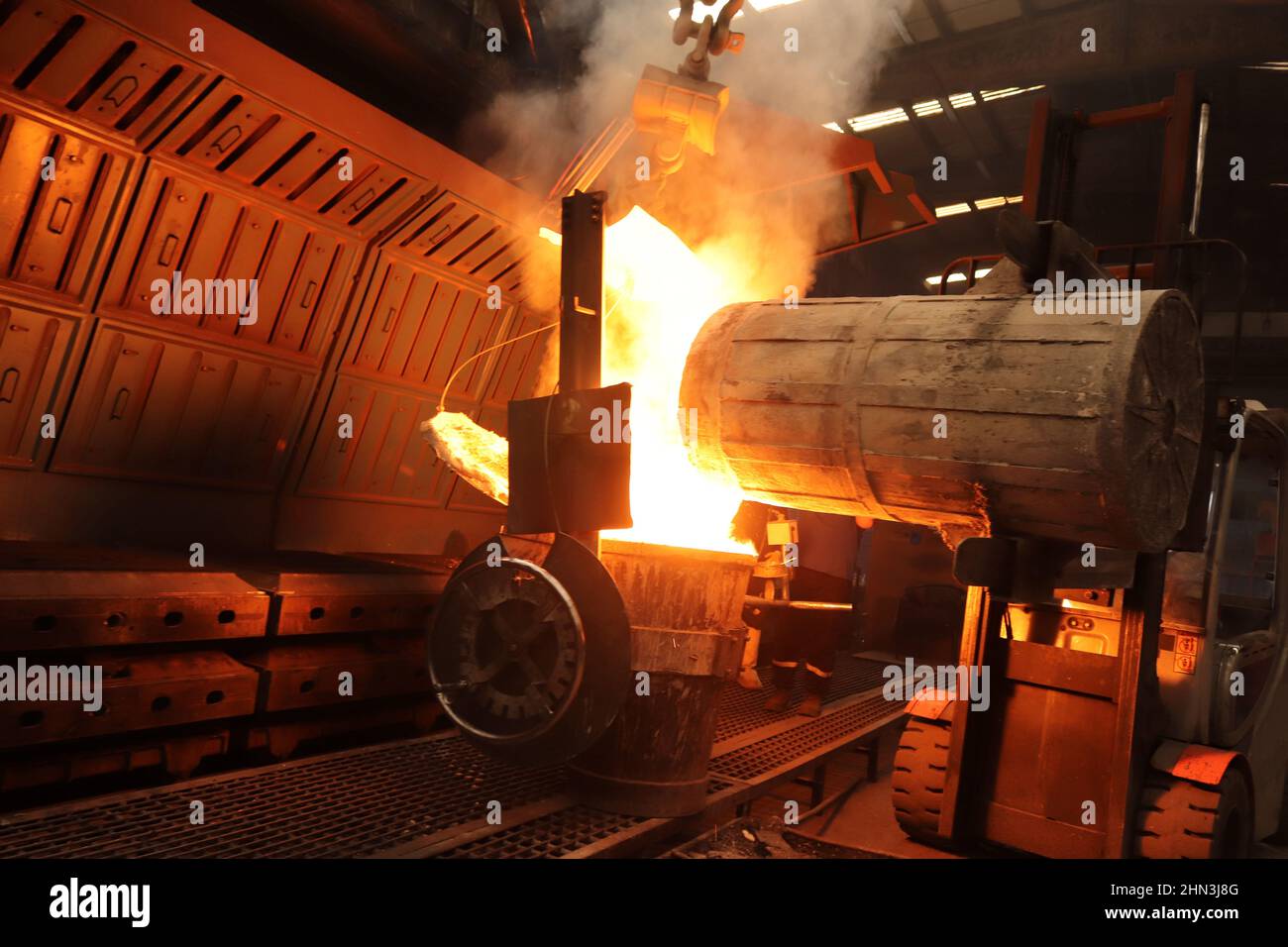 Metal smelting in steel mills Stock Photo