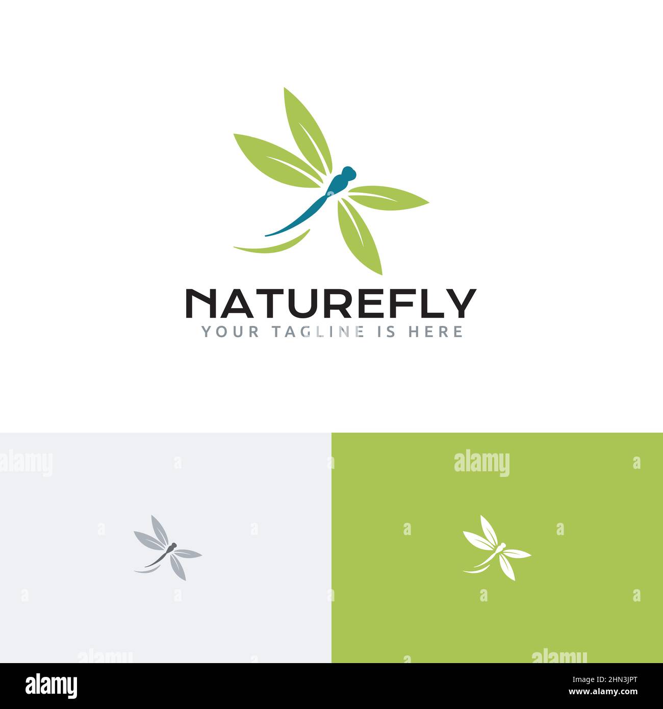 Beautiful Summer Dragonfly Insect Wings Fly Nature Simple Logo Idea Stock Vector