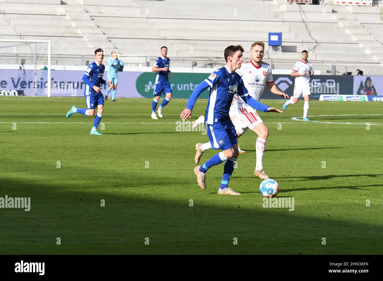 Second league Karlsruher SC wins against 1. FC Nürnberg Karlsruhe Wildparkstadion 12.02.2022 Stock Photo