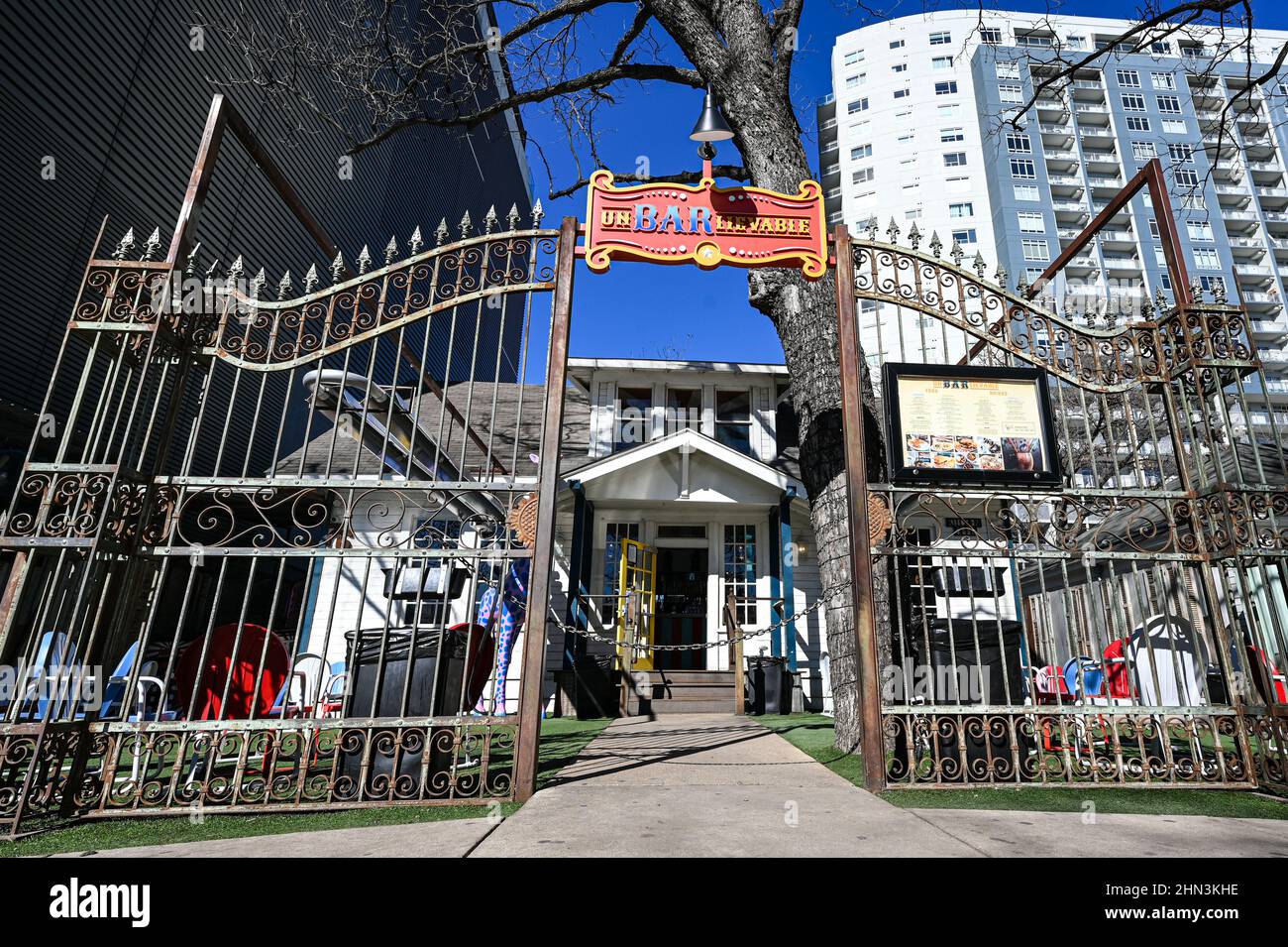 Austin, Texas, USA. 13 February, 2022. Rainey Street is a