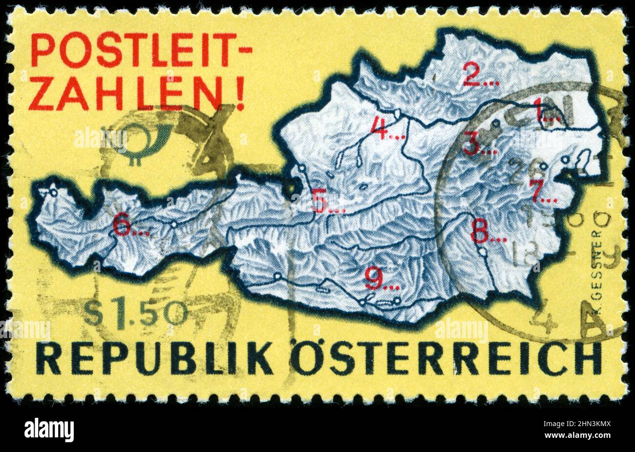 Postage stamp from Austria in the Introduction of Postcodes in Austria ...