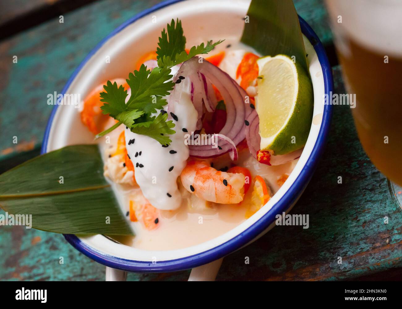 Ceviche in Vietnamese style with coconut milk Stock Photo Alamy