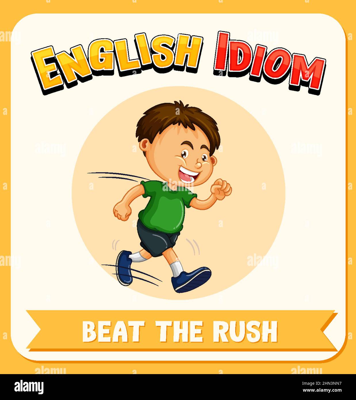 English idiom with picture description for beat the rush illustration