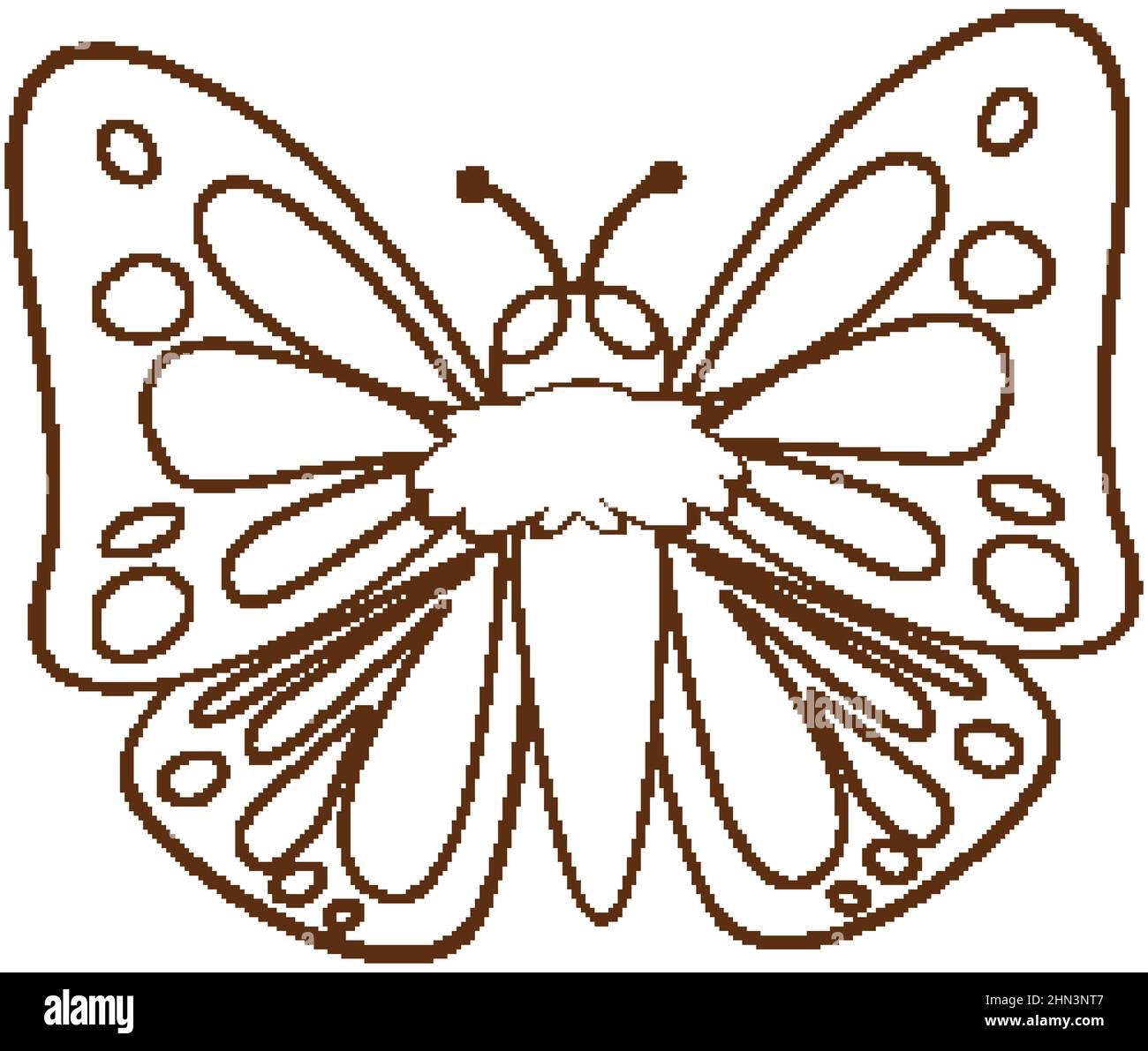 Butterfly in doodle simple style on white background illustration Stock ...