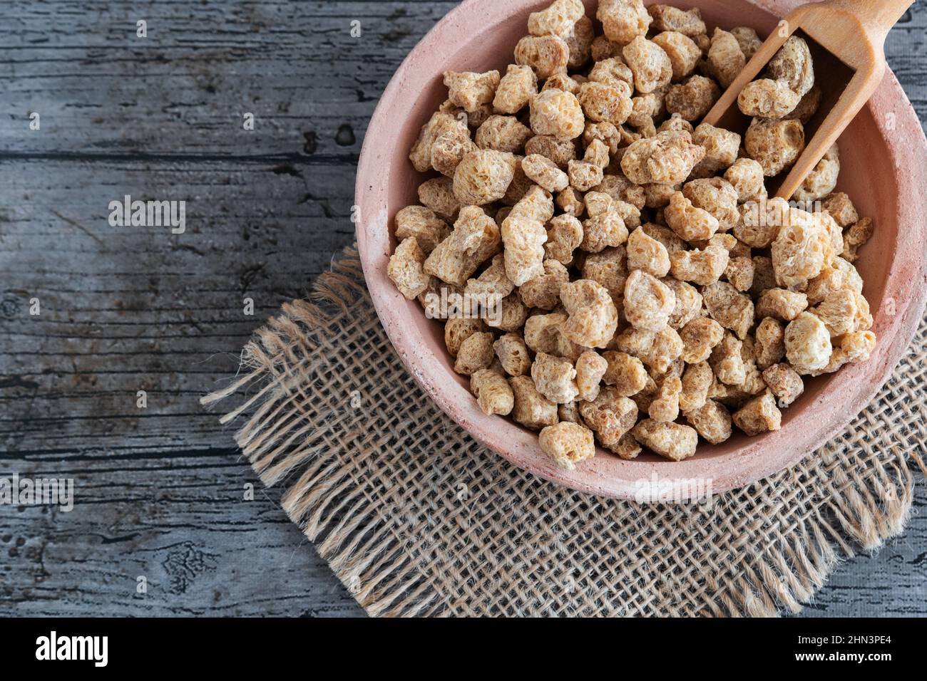 Fine textured soy protein, vegan food Stock Photo