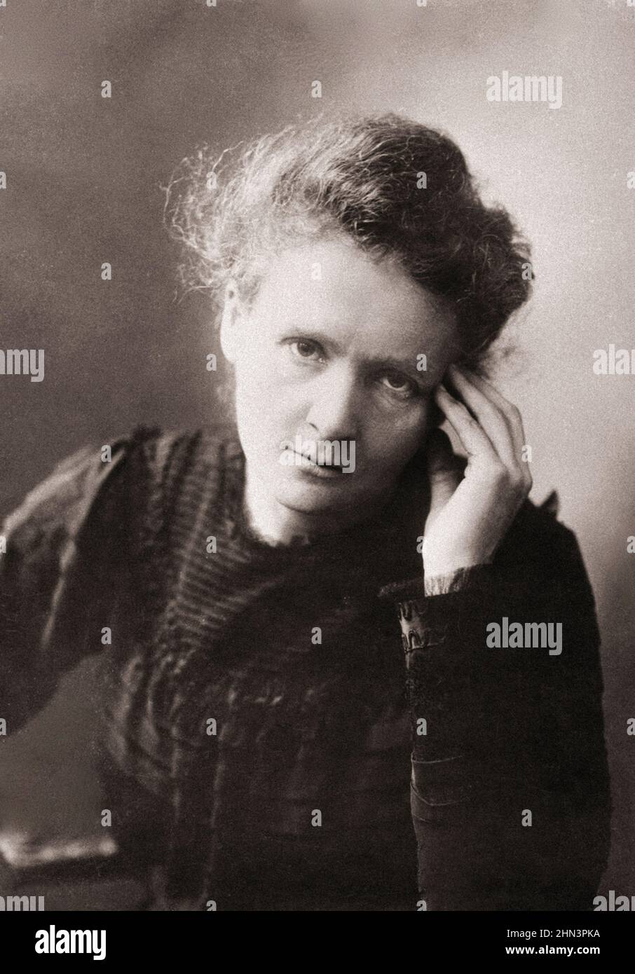 Vintage portrait of Marie Curie.  Marie Salomea Skłodowska Curie (born Maria Salomea Skłodowska, 1867–1934) was a Polish and naturalized-French physic Stock Photo