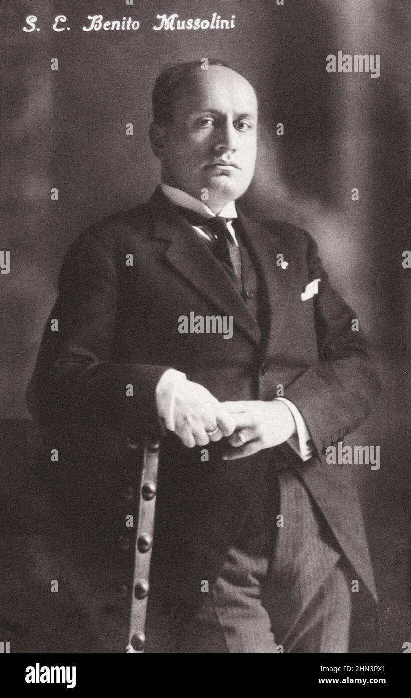 Vintage photo of Benito Mussolini. May 1927 Benito Amilcare Andrea Mussolini (1883–1945) was an Italian politician and journalist who founded and led Stock Photo