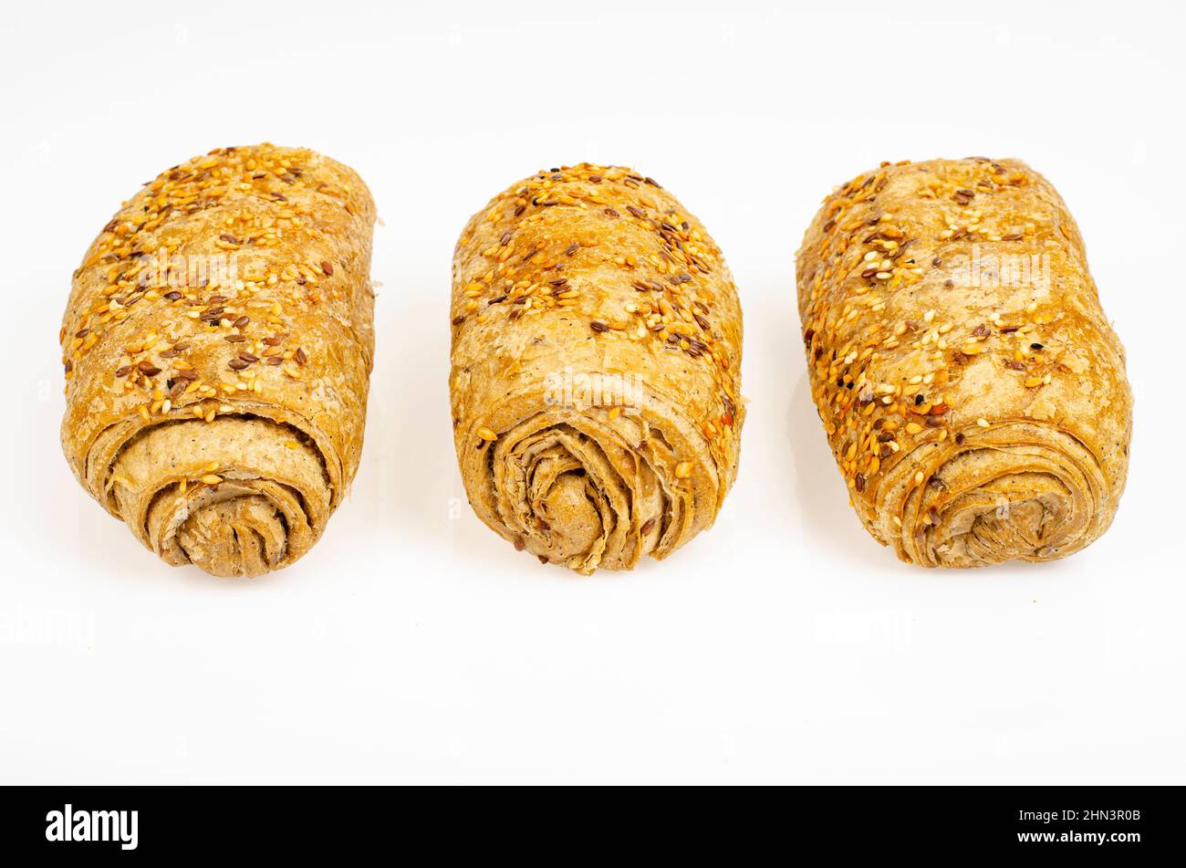 Healthy eating. Whole grain flaxseed bread. Studio Photo Stock Photo