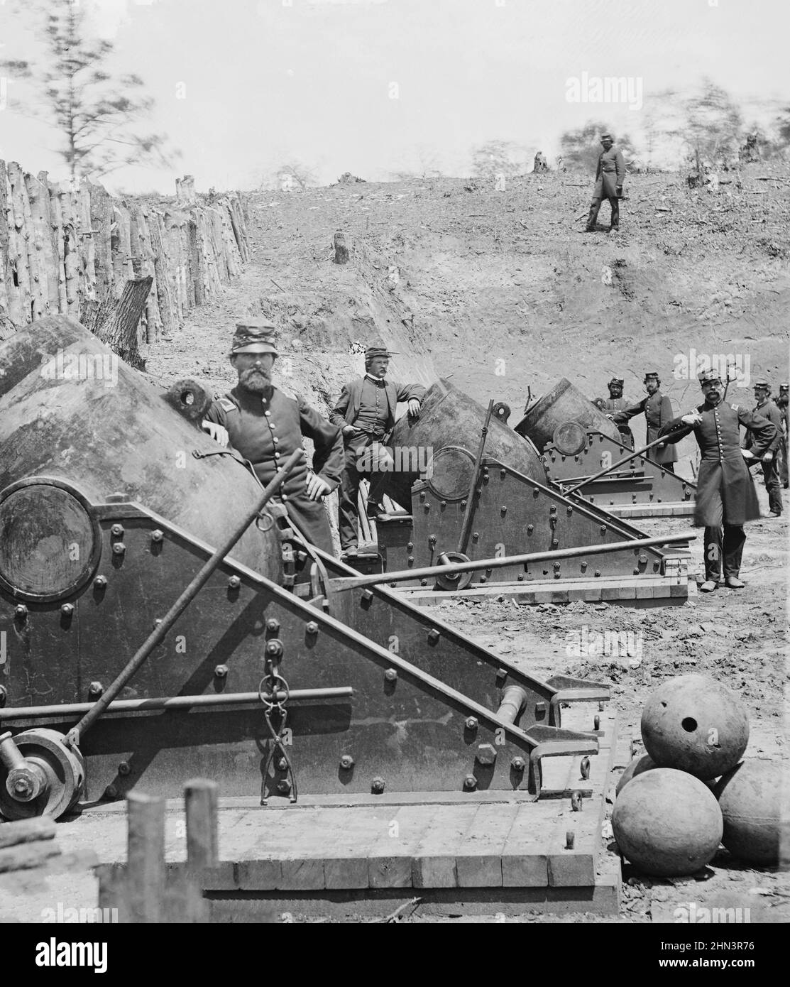 American Civil War, 1861-1865. Yorktown, Virginia. Battery No. 4 mounting 13-inch mortars. South end. USA Stock Photo