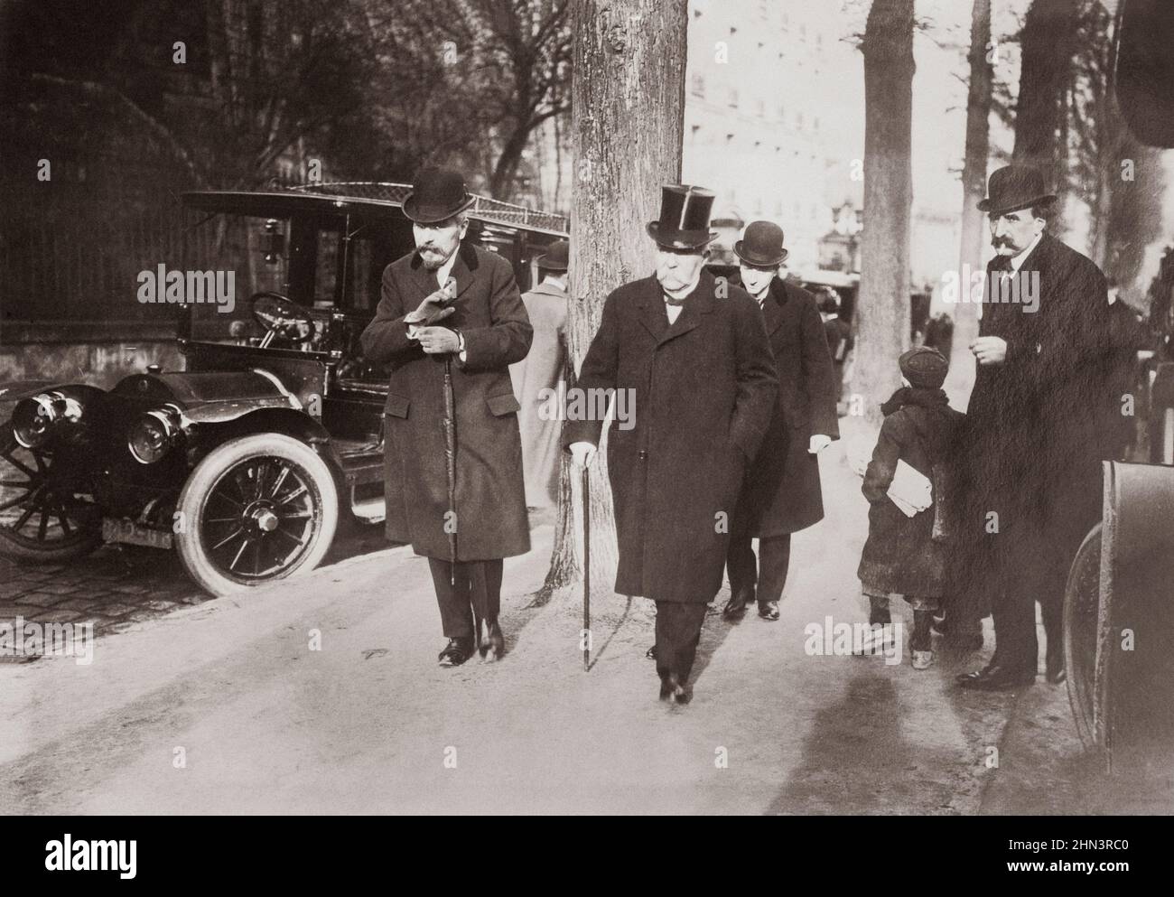 Vintage photo of Georges Clemenceau. Clemenceau going to election. Versailles. 1910 Stock Photo